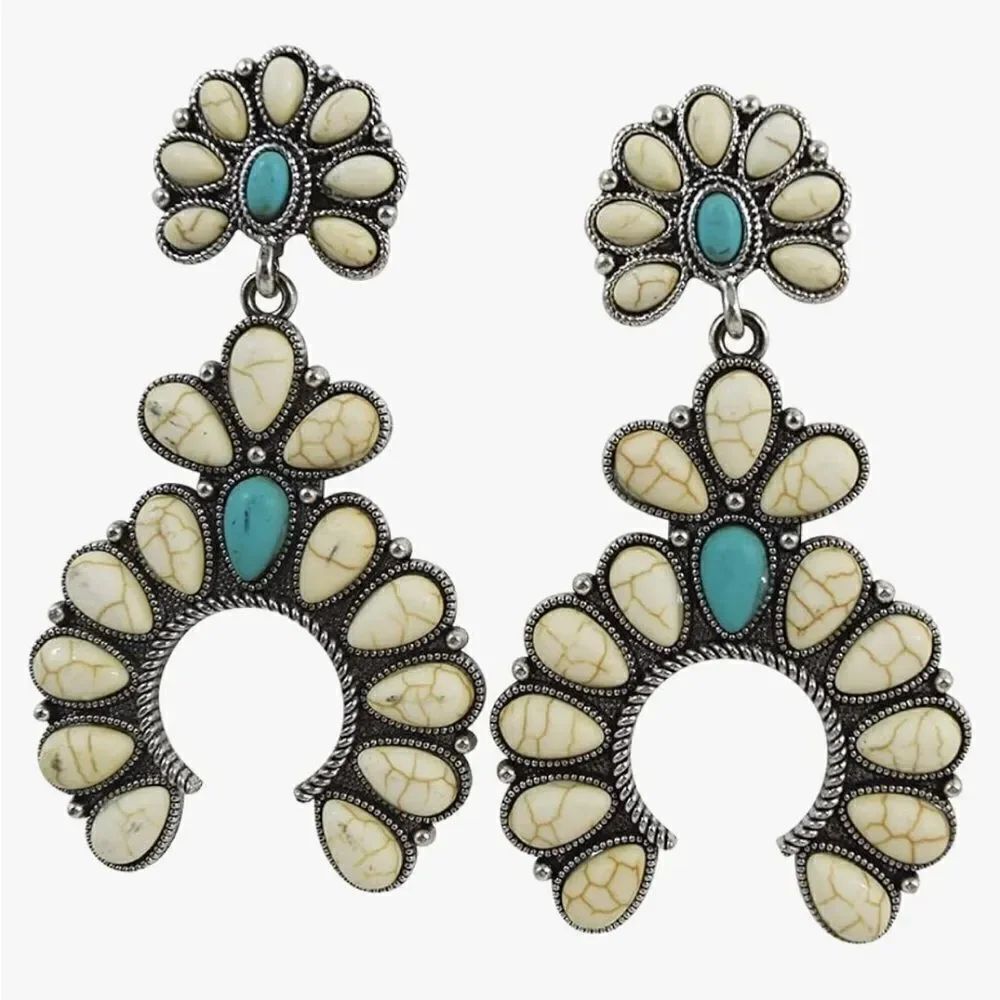Bohemian white drop earrings A358